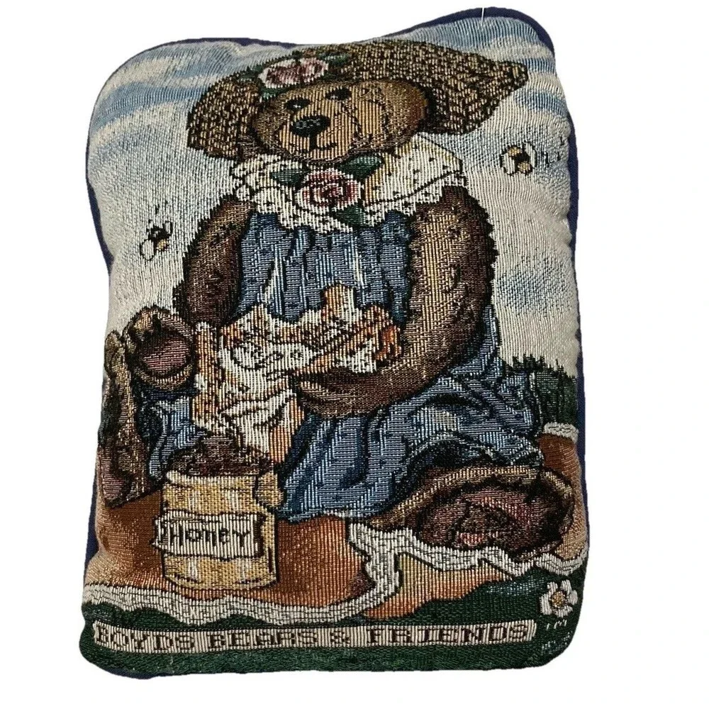 Boyd’s Bears & Friends Tapestry Pillow Door Stop VTG 90s Honey Bear Cottagecore